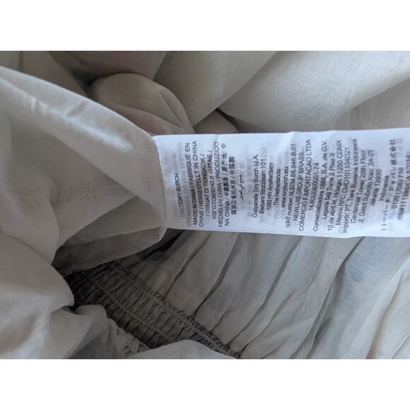 Tory Burch Meadow Folly Cotton Voile Off-shoulder Midi Dress Size S Beige #1A461 - Picture 7 of 8